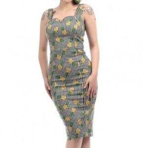 EUC Collectif Anita Pineapple Gingham Wiggle dress 🍍